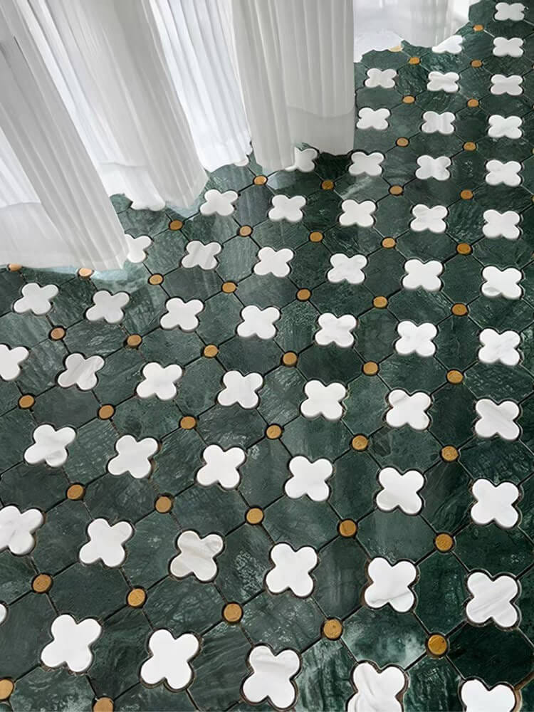 โมเสคหินอ่อน TIMELESS TILES รุ่น MAJESTIC FLORAL 20X20 ซม. สีเขียว EMERALD GREEN_4